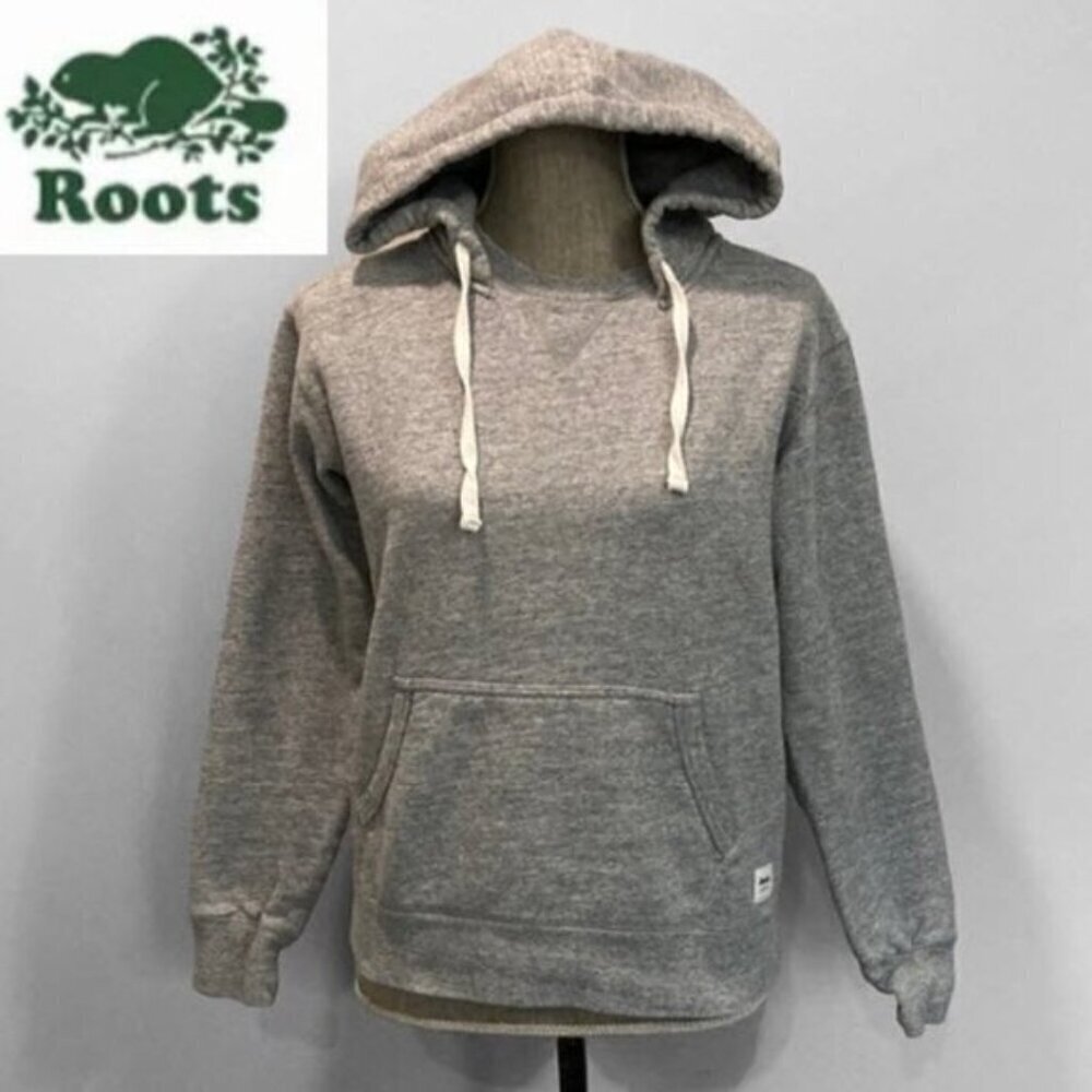 ROOTS Hoodie GREY THICK MAPLEGROVE Roots73 Fleece Sweatshirt